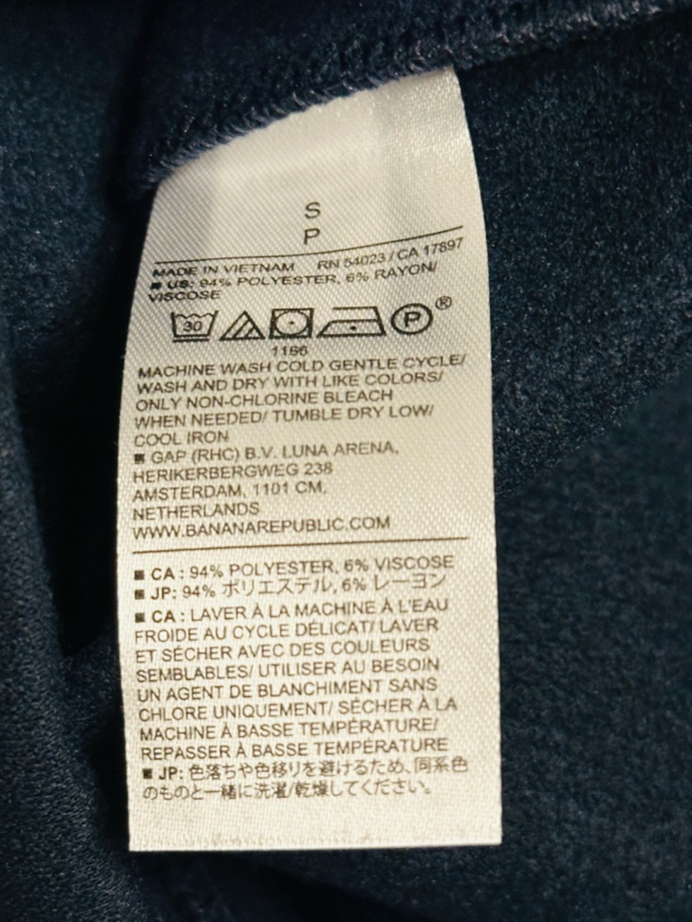NWOT! Banana Republic Navy Dolman Viscose Blend Crewneck Sweatshirt - Picture 4 of 4